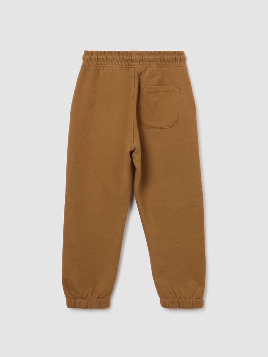 Children's brown pure cotton regular fit trousers_1