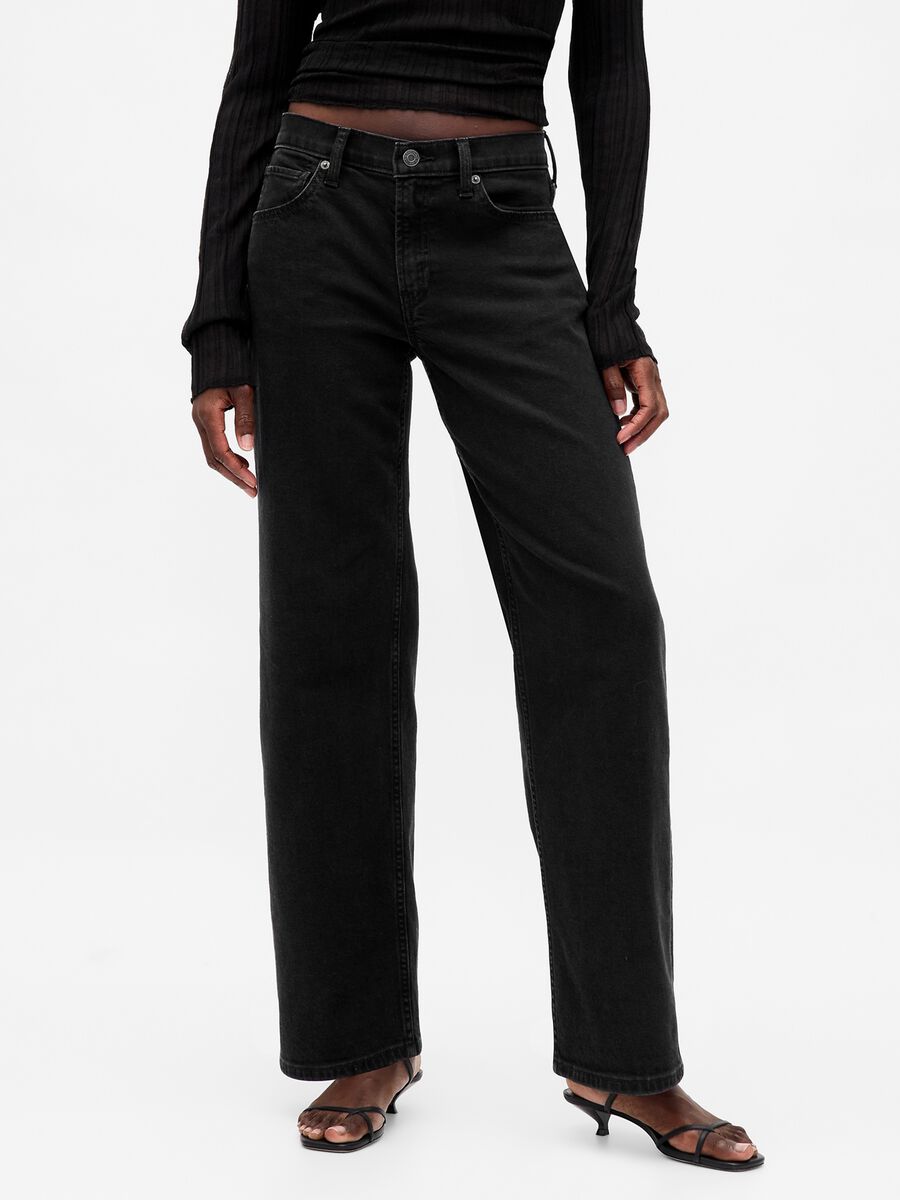 Pantaloni in denim nero elasticizzato_1