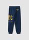 Blue pure cotton joggers with contrast print for boys_1