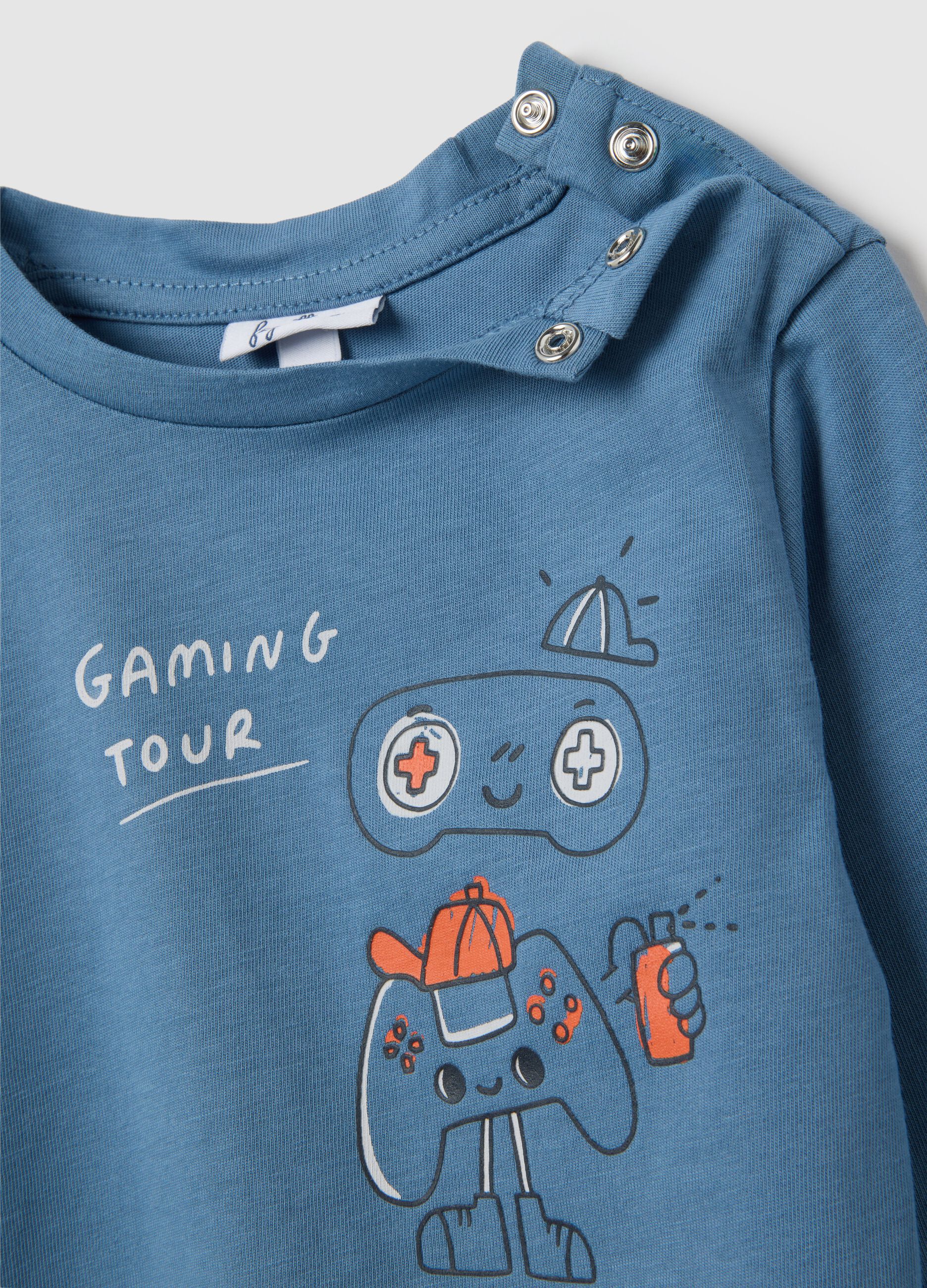 Children's T-shirt in pure blue cotton regular fit