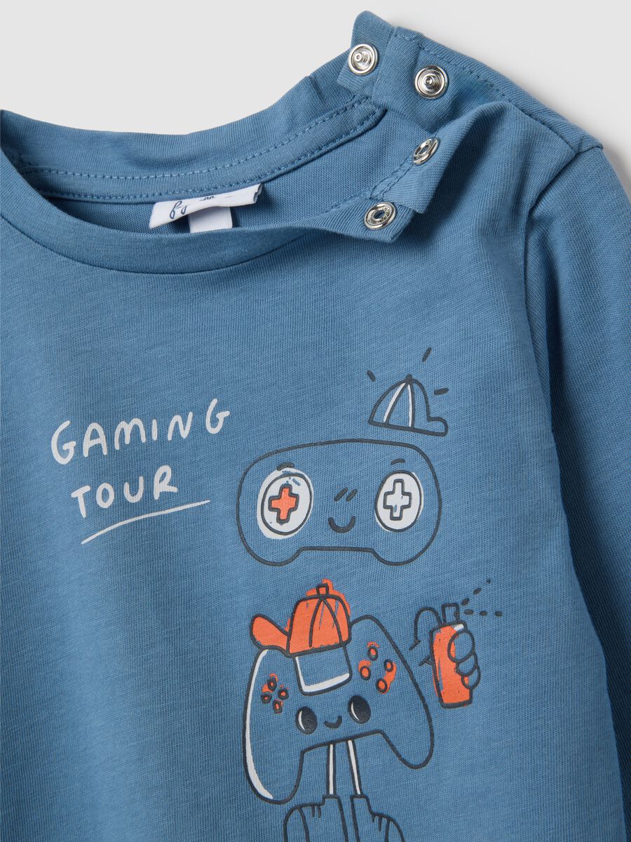 Children's T-shirt in pure blue cotton regular fit_3