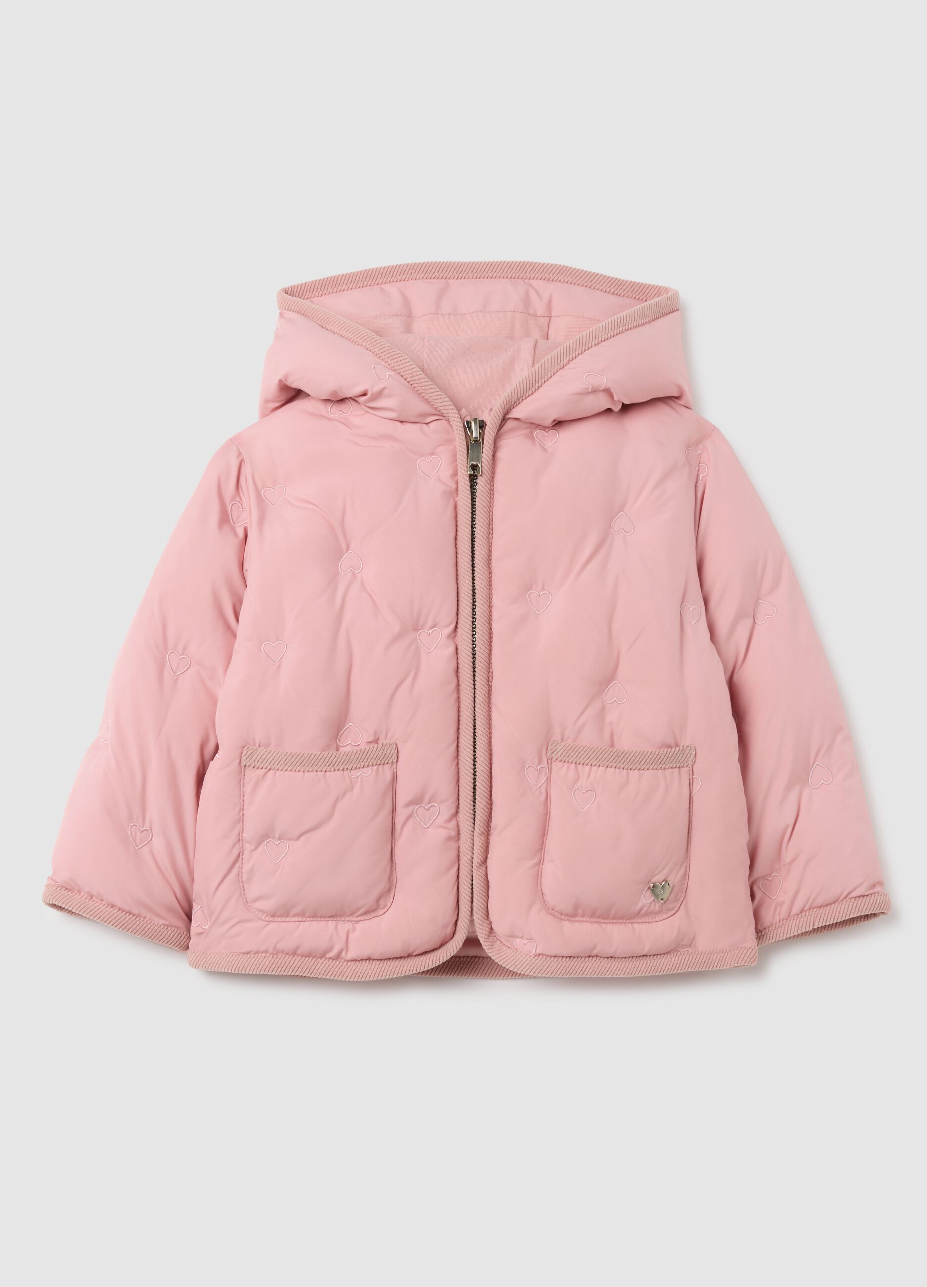Regular fit pink hoodie jacket for girls