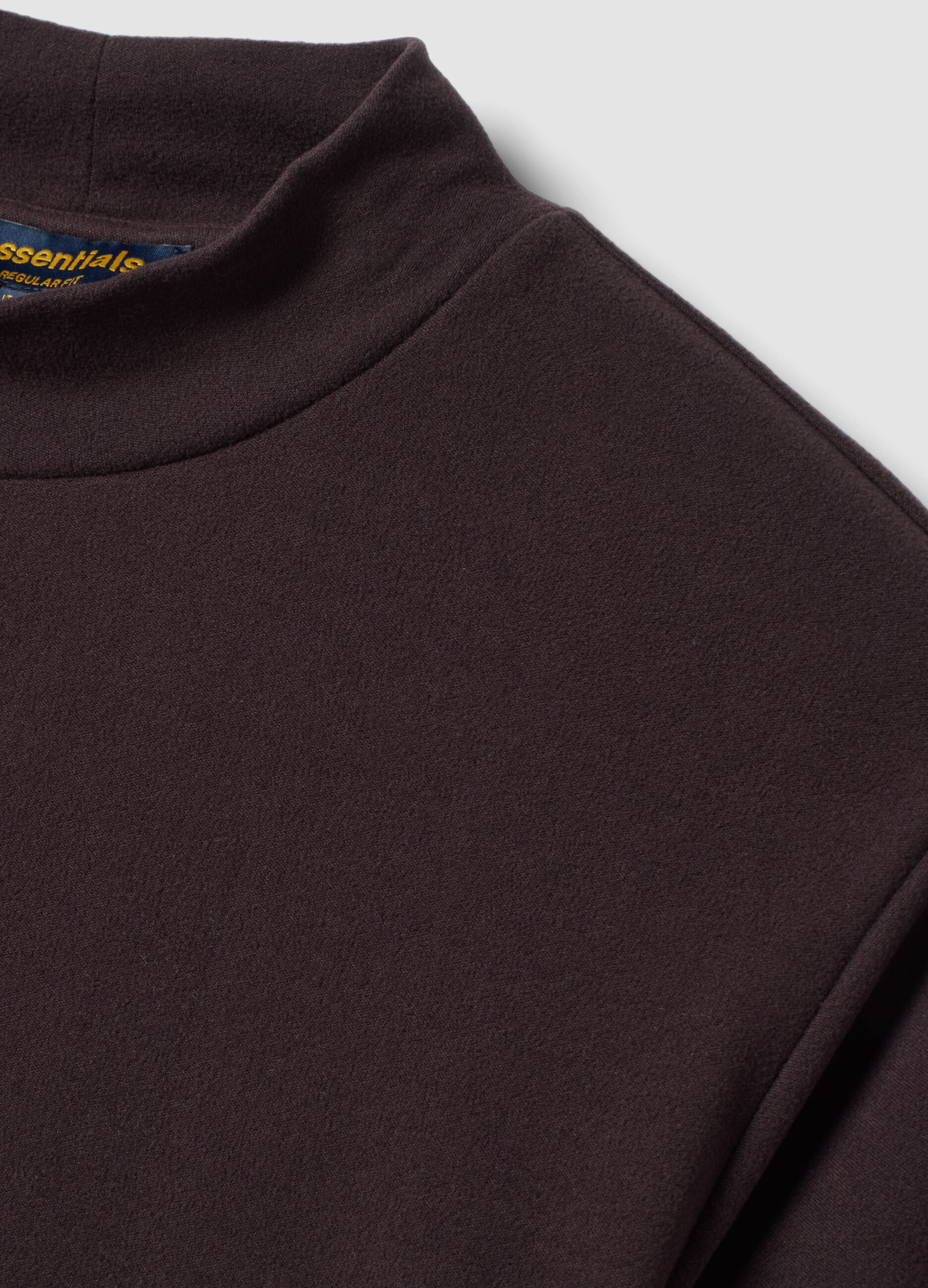 Brown stretch-fabric top with high neck