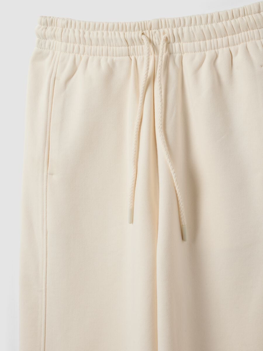 White cotton-blend barrel-fit joggers_1