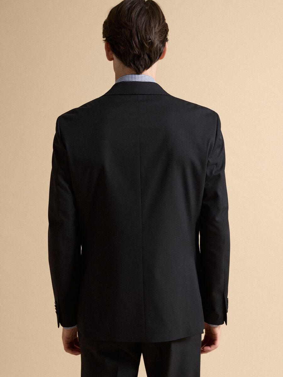 Blazer nero in viscosa elasticizzata con revers classici_3