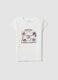 White fitted stretch-cotton T-shirt with print_0