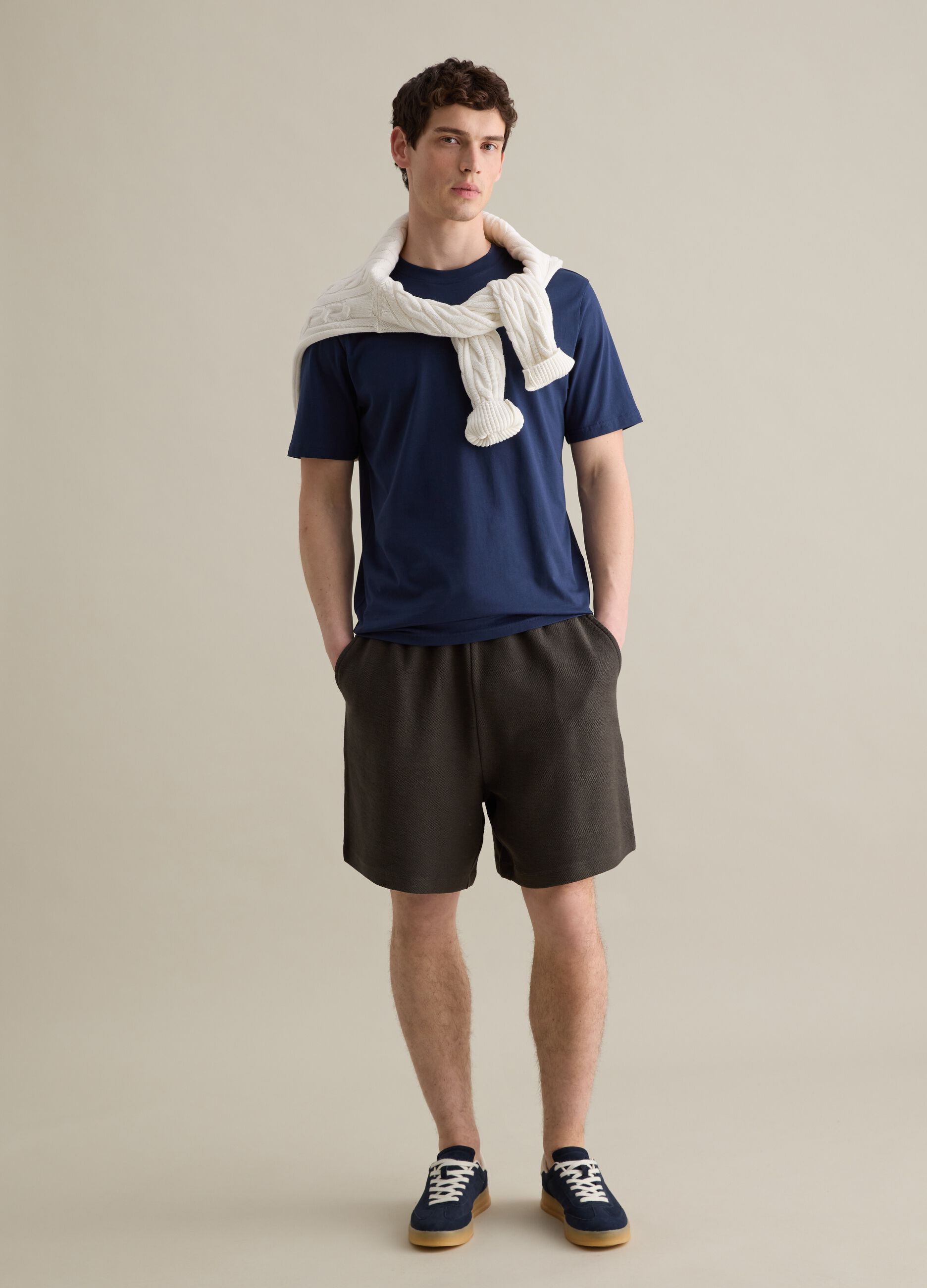 Brown Bermuda shorts in pure Piombo cotton