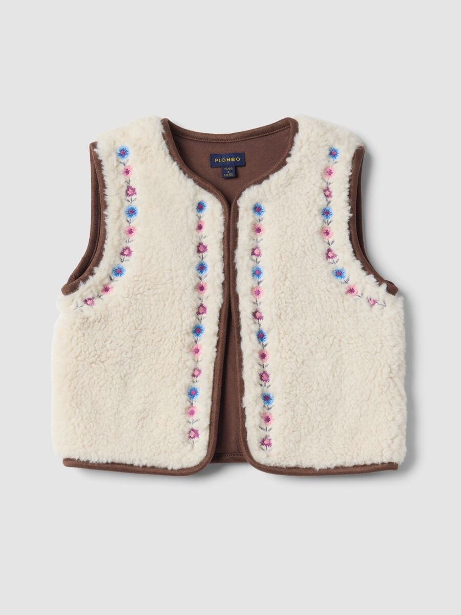 Gilet bianco girocollo con ricami floreali regular fit_0