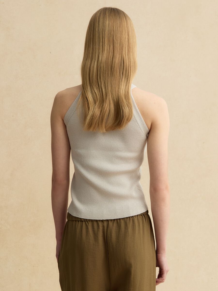 Tank top fitted in misto viscosa beige_3