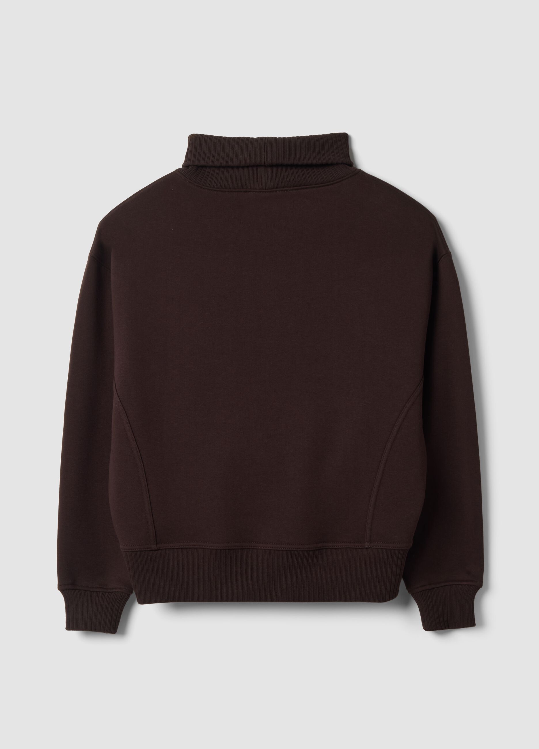 Felpa marrone in misto cotone fleece a girocollo regular fit