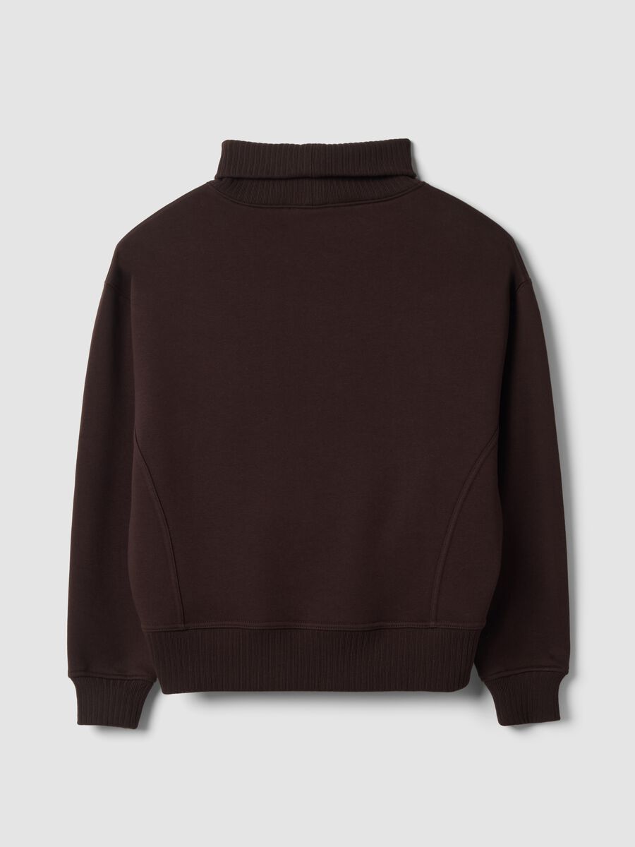 Felpa marrone in misto cotone fleece a girocollo regular fit_2