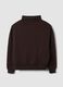 Felpa marrone in misto cotone fleece a girocollo regular fit_2