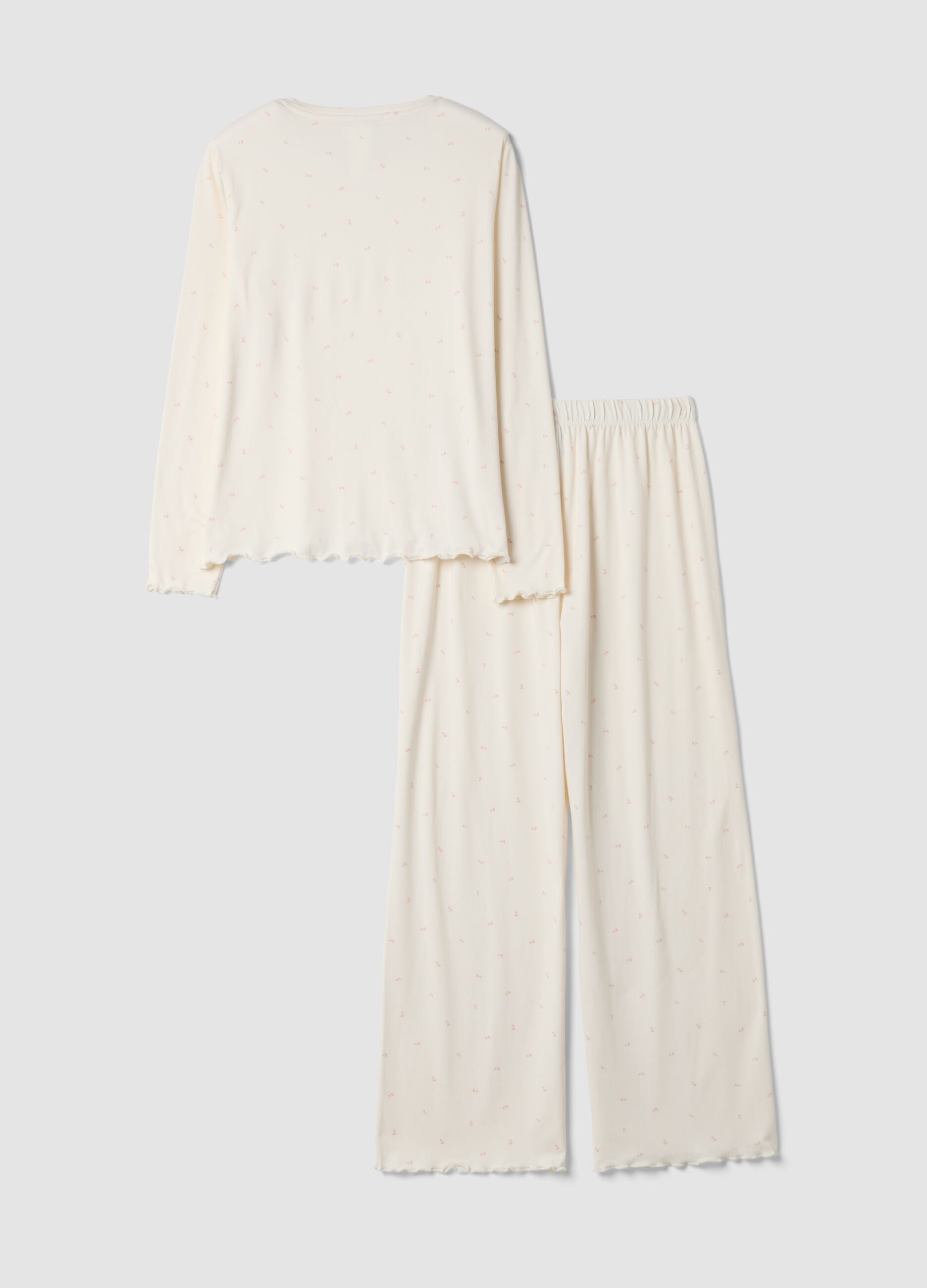 Black stretch-fabric crew-neck pyjamas