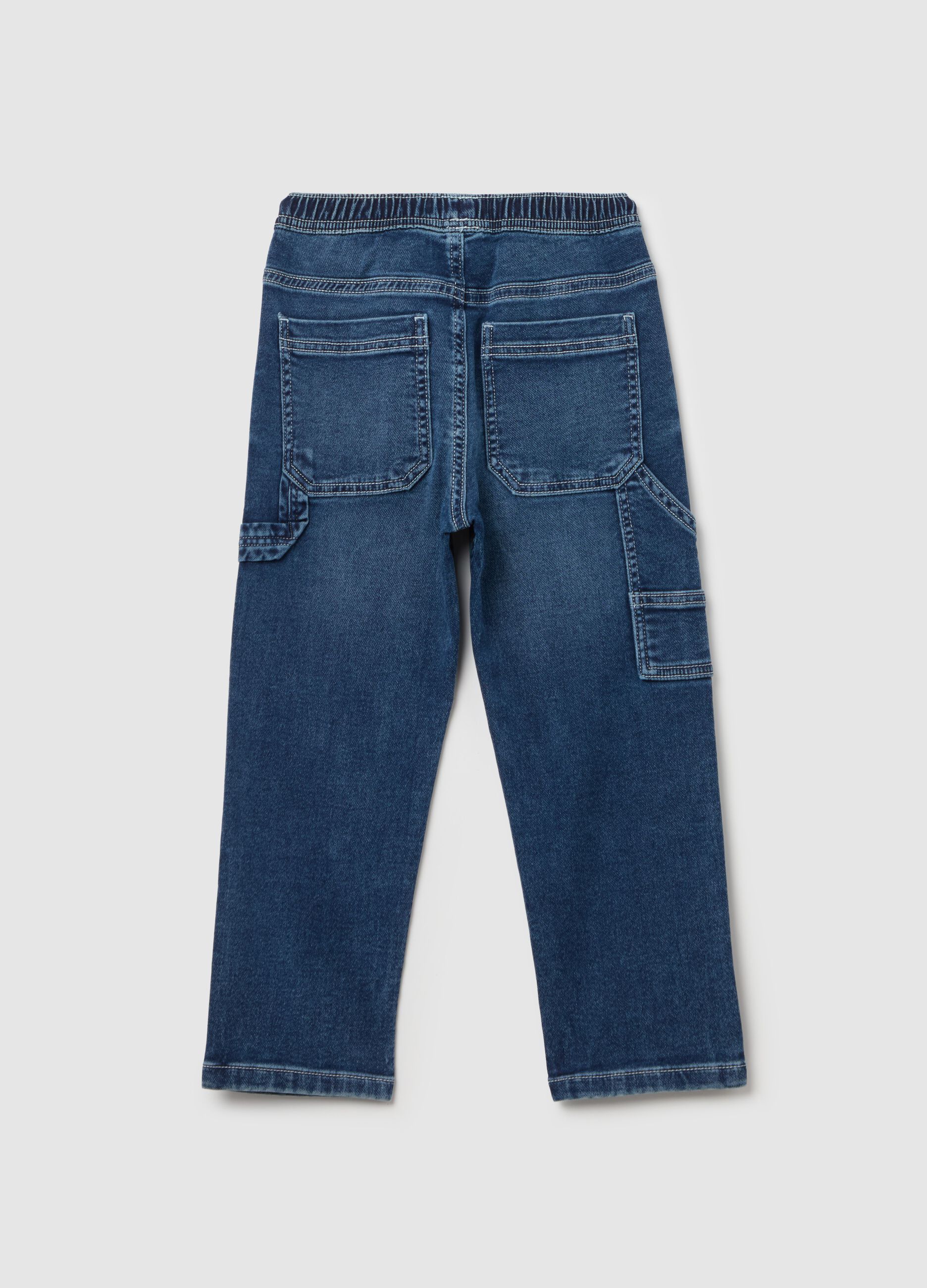 Denim joggers with drawstring