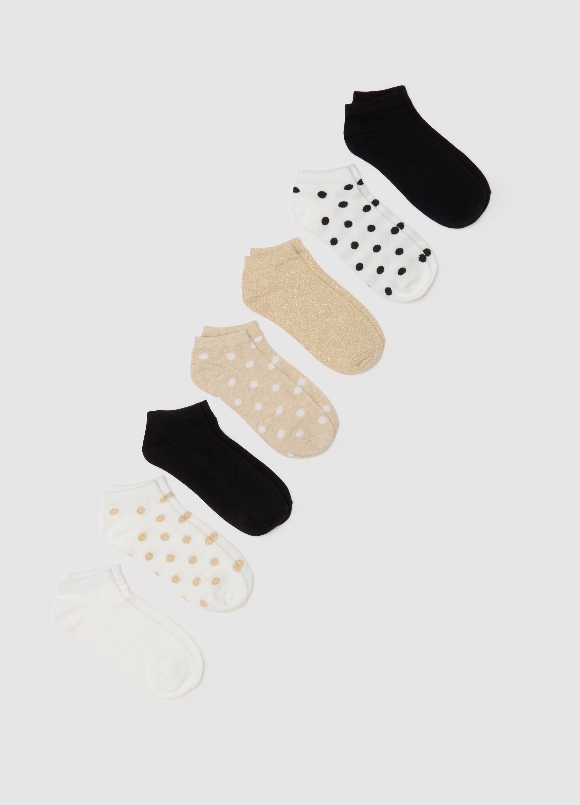 Seven-pair pack sneaker liners with polka dots