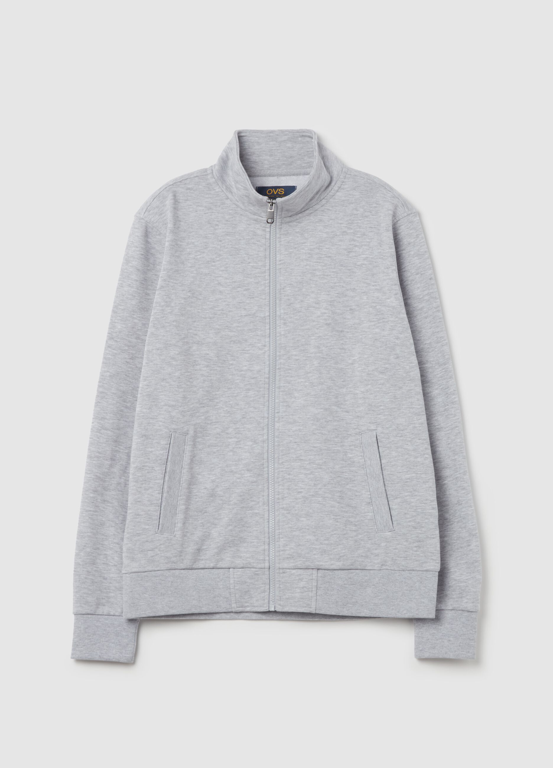Fullzip in French Terry a collo alto Grigio melange da Uomo OVS