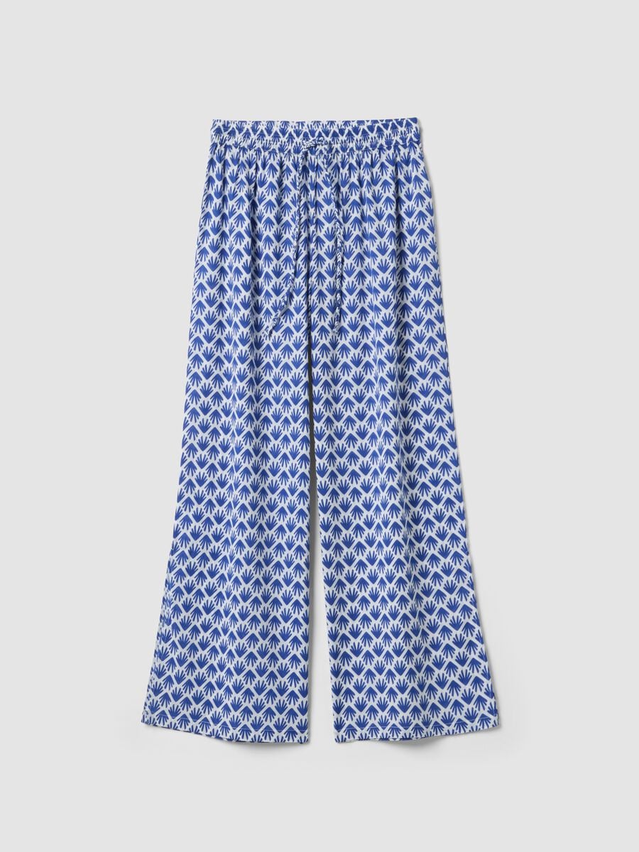 Long pure cotton multicolour floral-print trousers_4