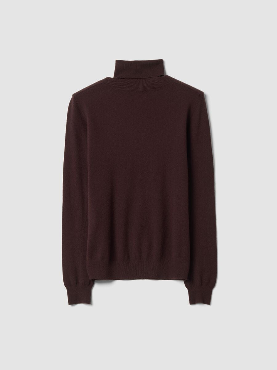 Brown high-neck jumper in viscose and wool blend, regular fit_2