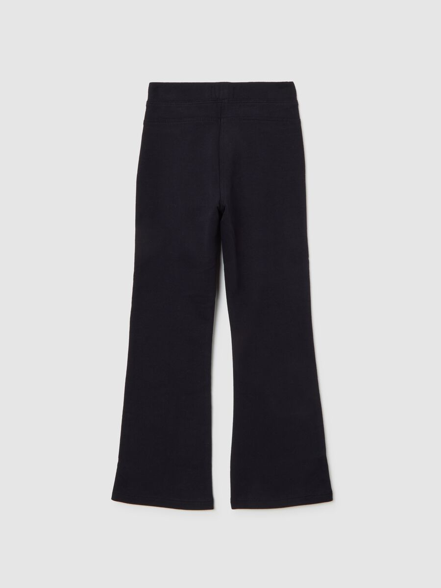 Girls' black cotton stretch flare treggings_1