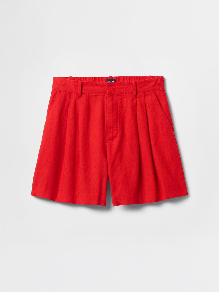 Red Gap Shorts in Linen and Viscose_6