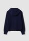 Blue organic cotton hooded zip-up sweatshirt with star detail for girls_1