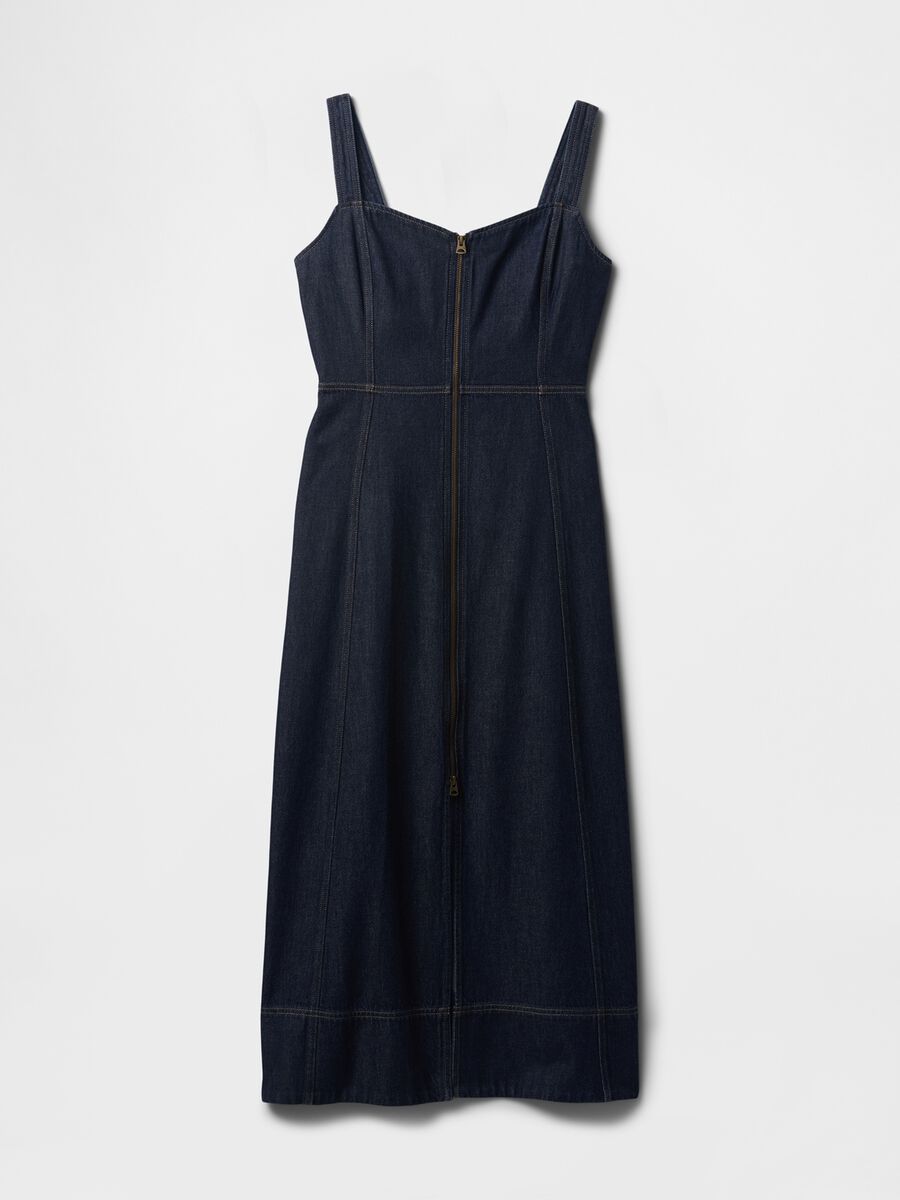 Long Denim Dress with Front Zip_6