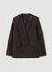 Brown stretch viscose micro-check regular-fit blazer_4