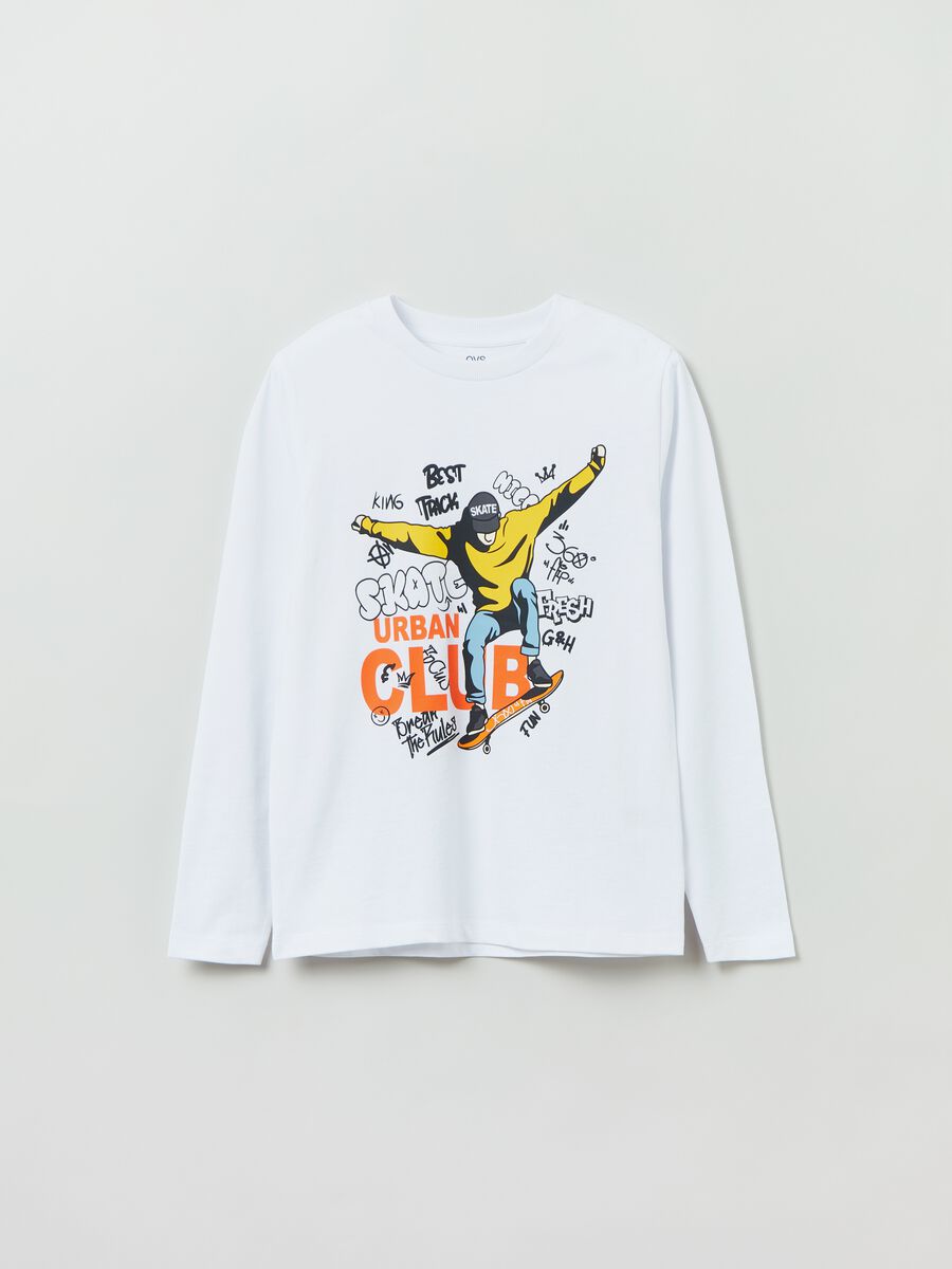 T-shirt a maniche lunghe con stampa_0