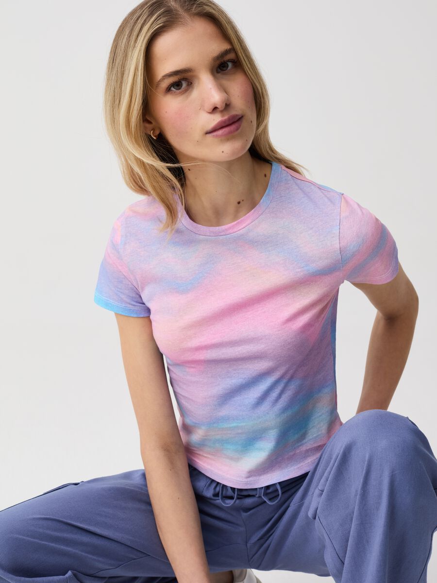 Cotton T-shirt with tie-dye pattern_1