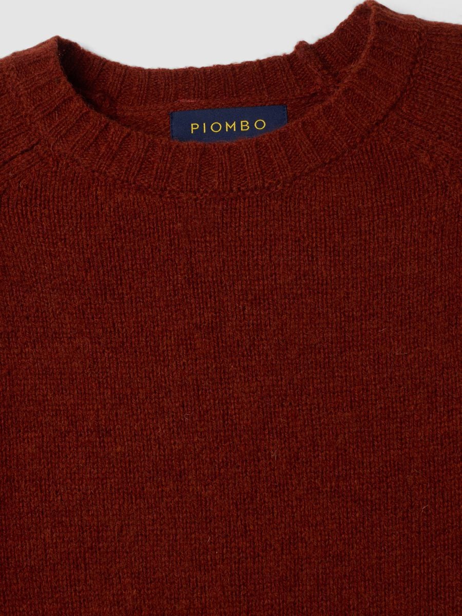 Maglione girocollo arancione in pura lana regular fit_1