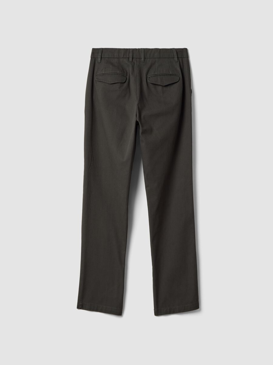 Pantaloni chino verdi in puro cotone regular fit_7