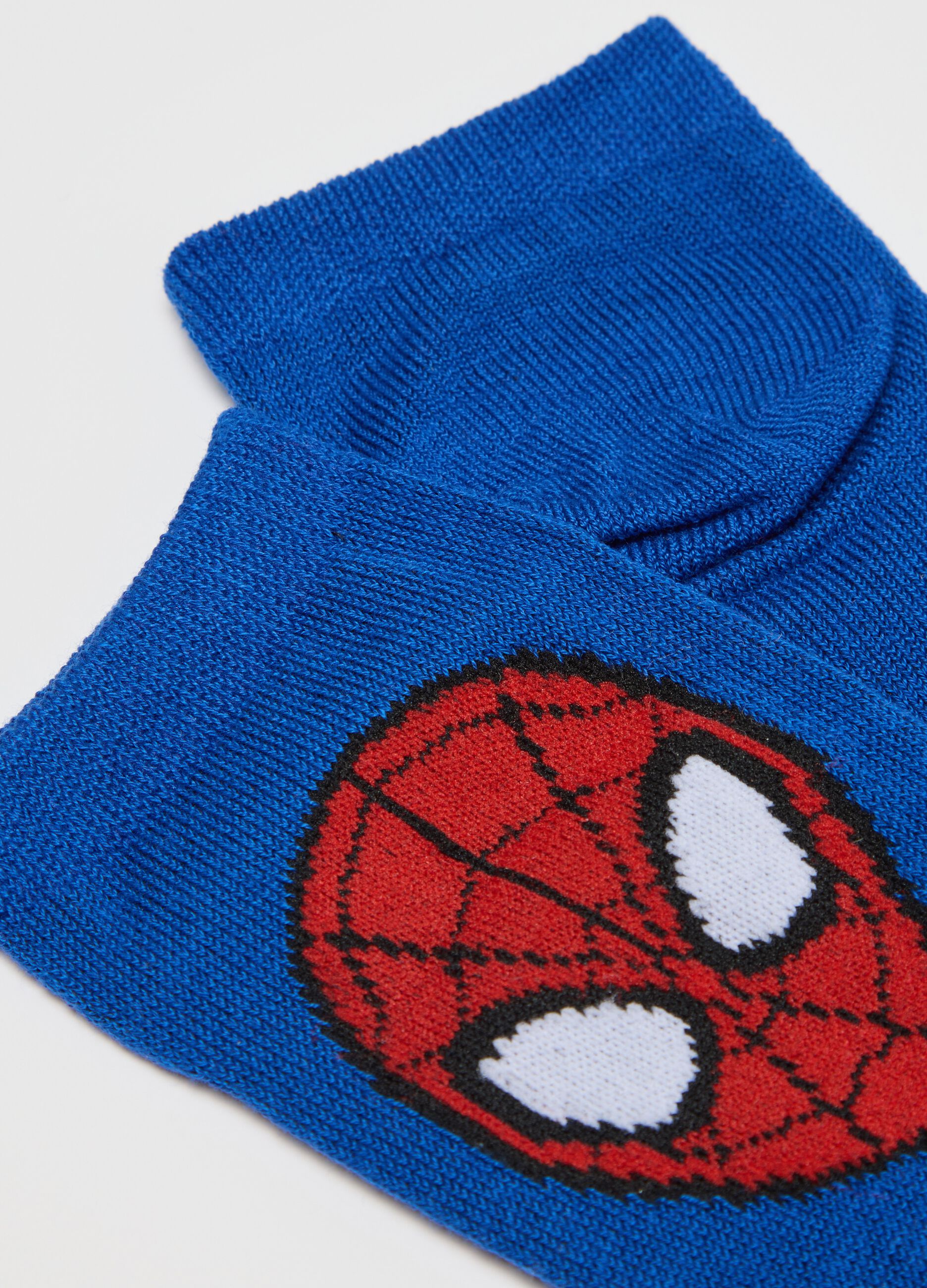 Two-pair pack short blue and white socks with Spider-Man design