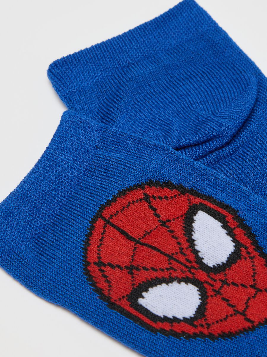 Two-pair pack short blue and white socks with Spider-Man design_1