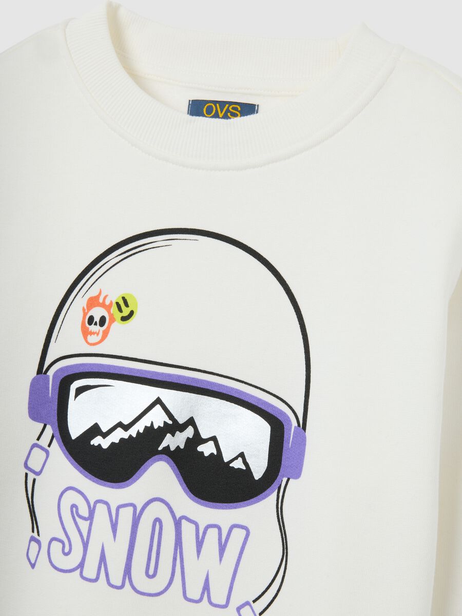 Kids' white pure cotton sweatshirt regular fit with print_2