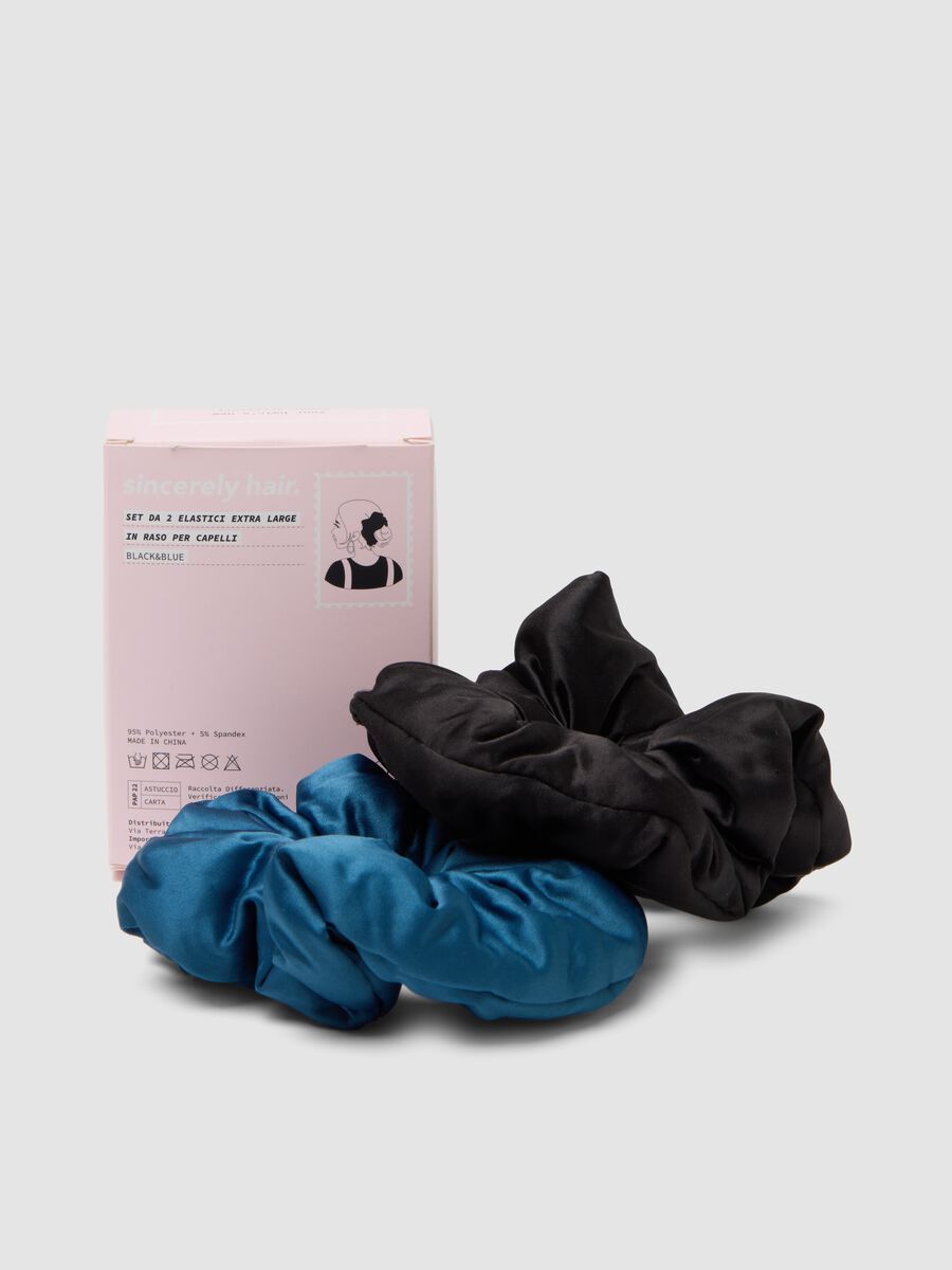 SINCERELY HAIR Feather-Soft Hair Ties 2pcs XL Black & Blue_2
