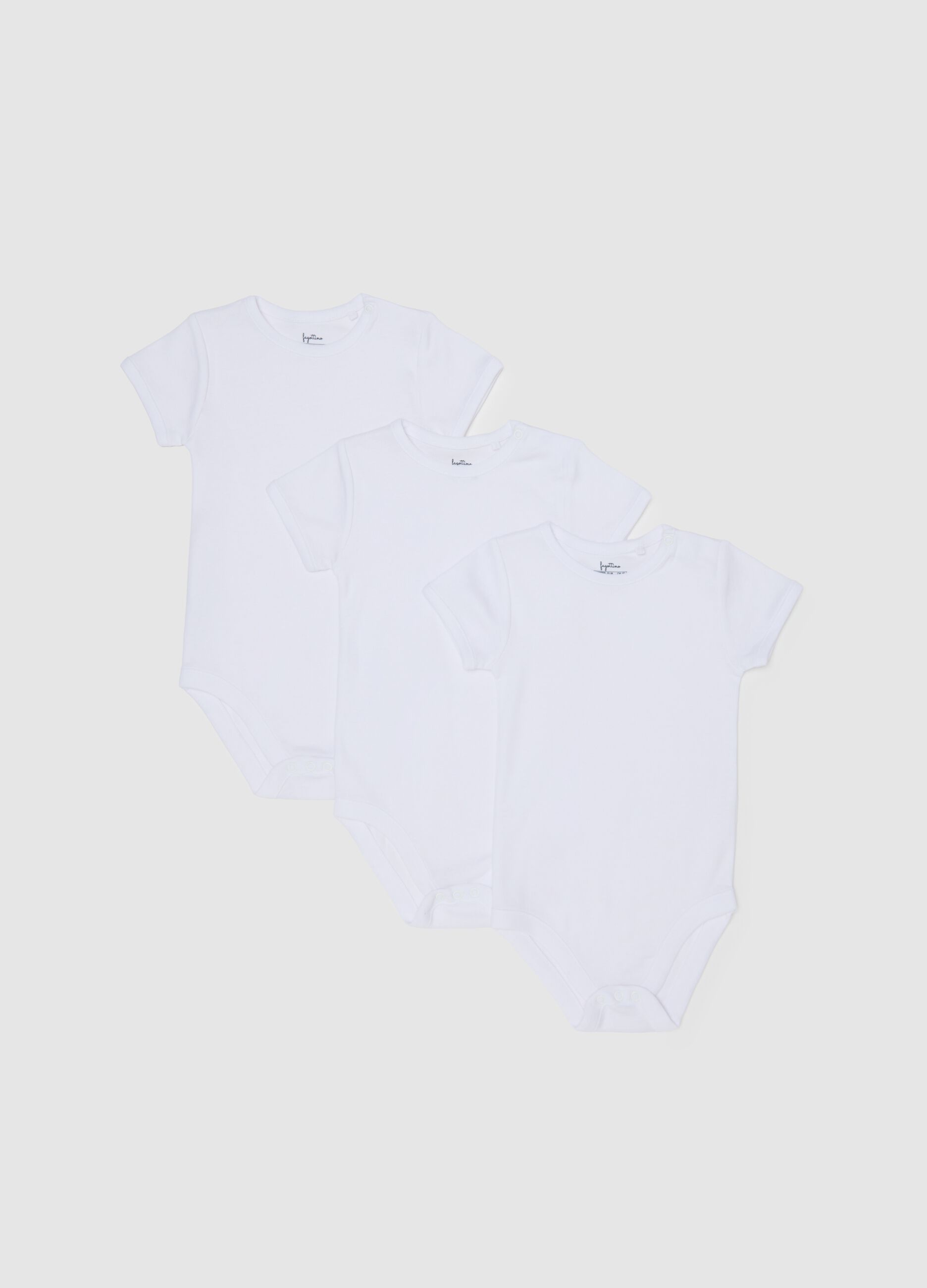 White newborn cotton bodysuit tripack