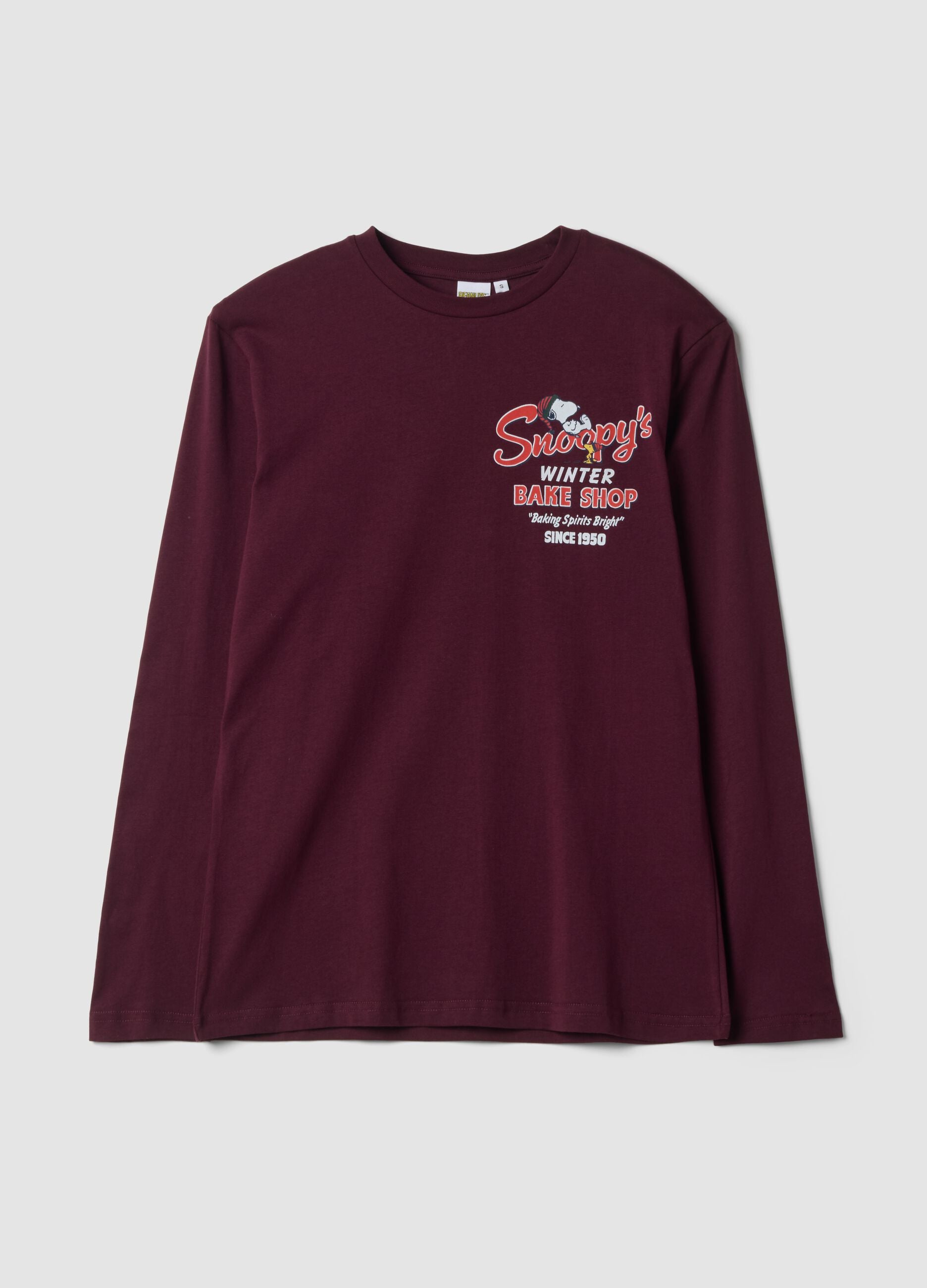 Maglia pigiama viola in puro cotone organico con stampa Peanuts