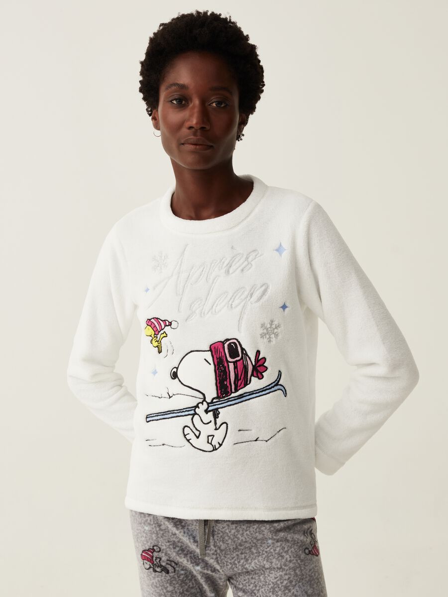 Pigiama in pile Snoopy e Woodstock con sci_1