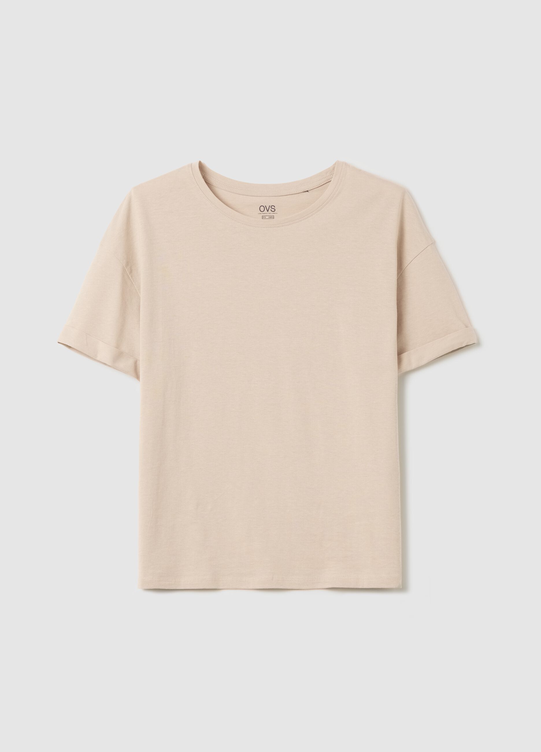 T-shirt in cotone boxy fit beige