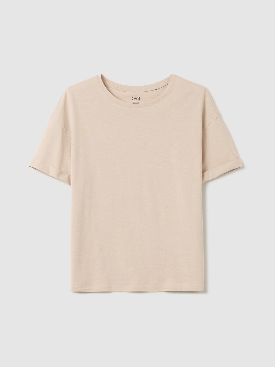 Beige boxy-fit T-shirt in cotton_4