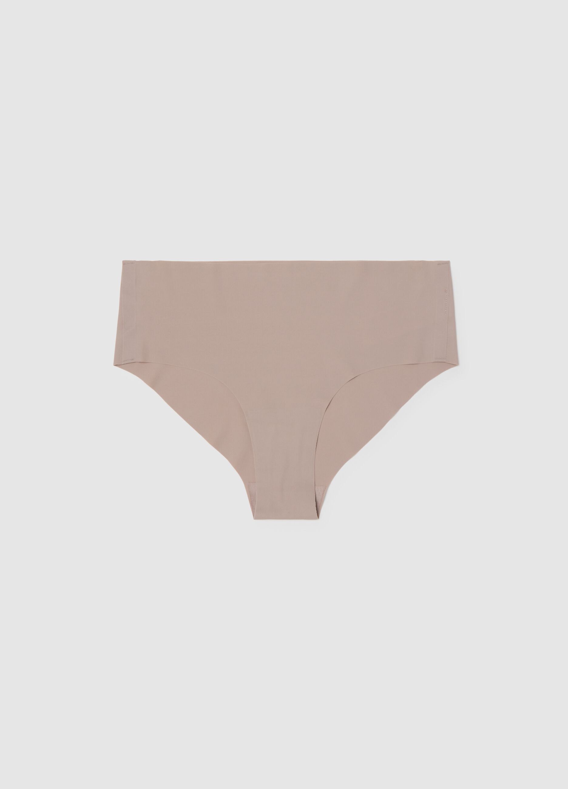 High-Waisted Beige Briefs