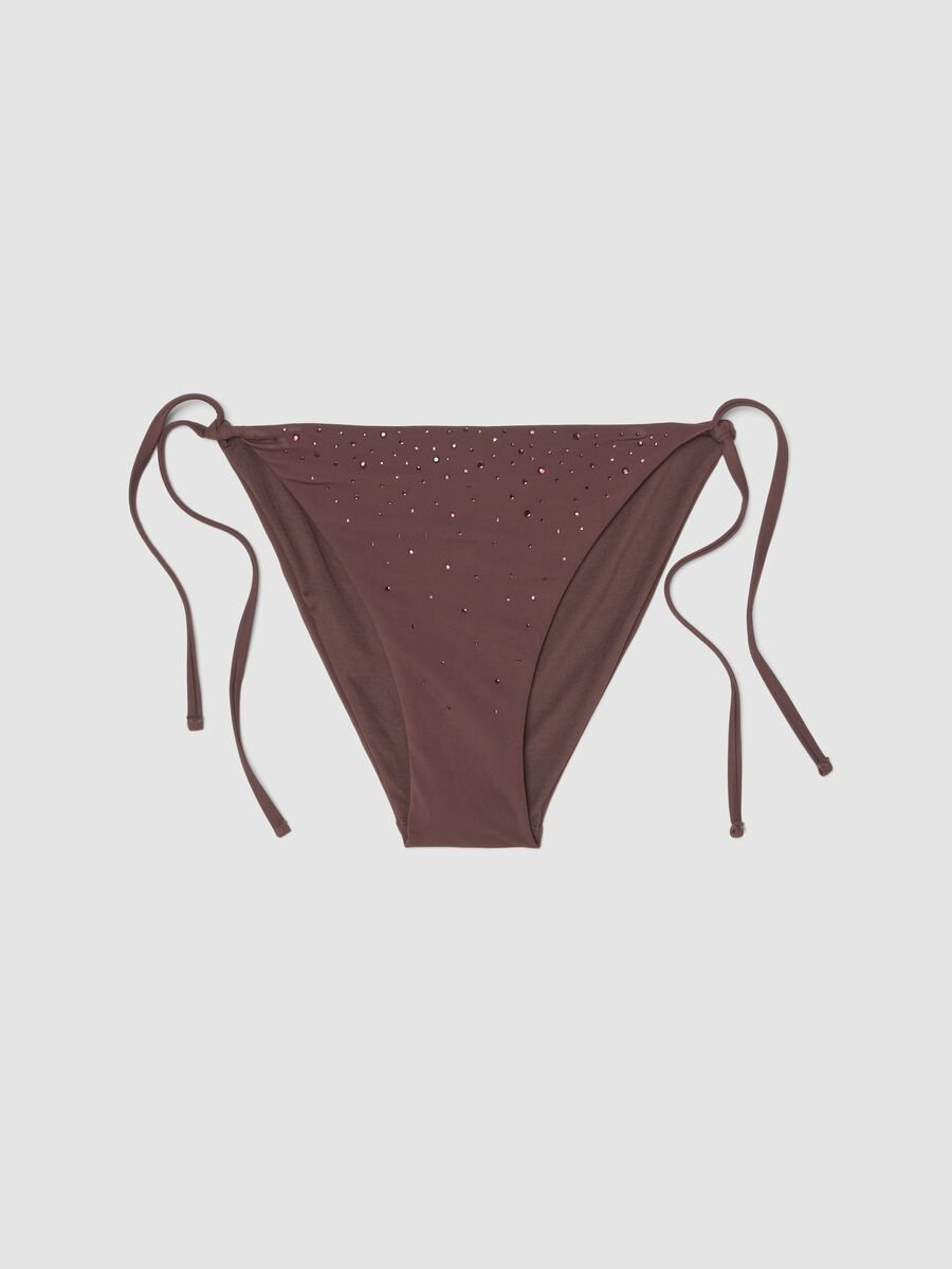 Brown stretch bikini bottoms with shimmering details_4