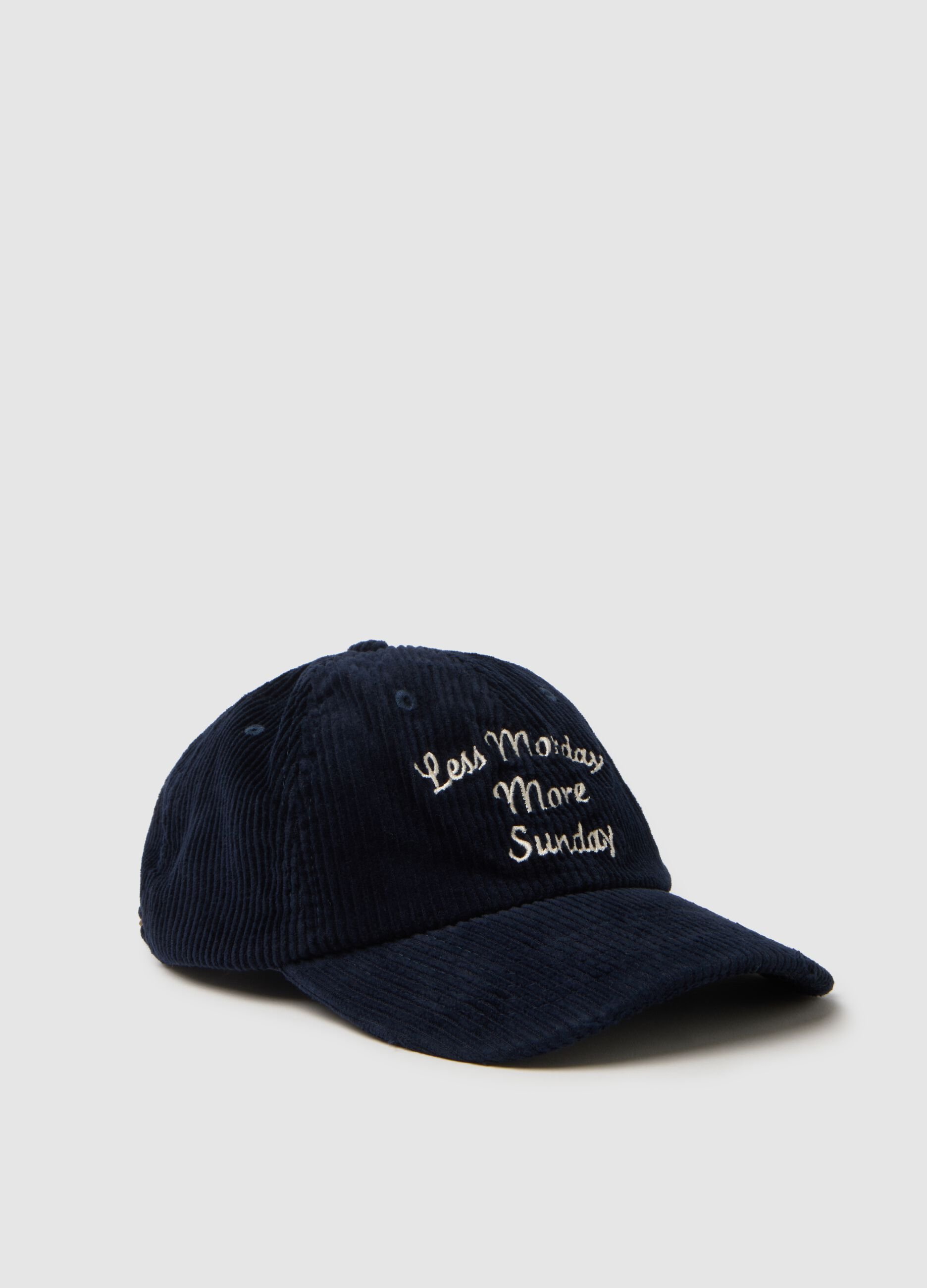 Blue Ribbed Cap in Pure Cotton
