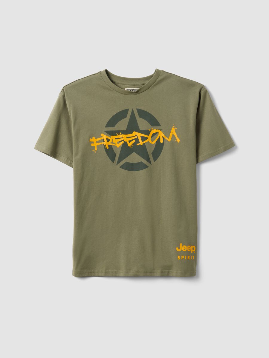 Kids' green pure cotton regular fit T-shirt with print_0