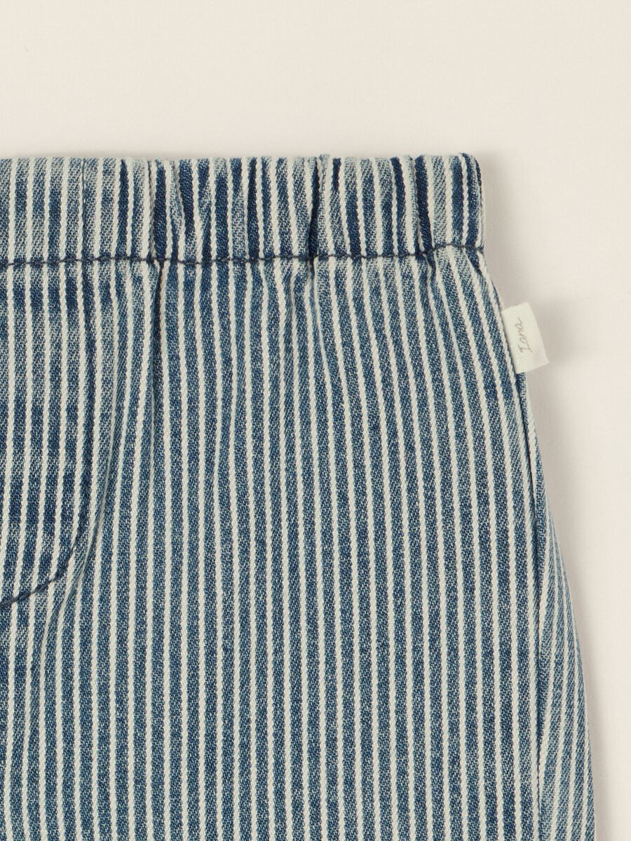 Baby striped denim trousers in a cotton, viscose and lyocell blend_1
