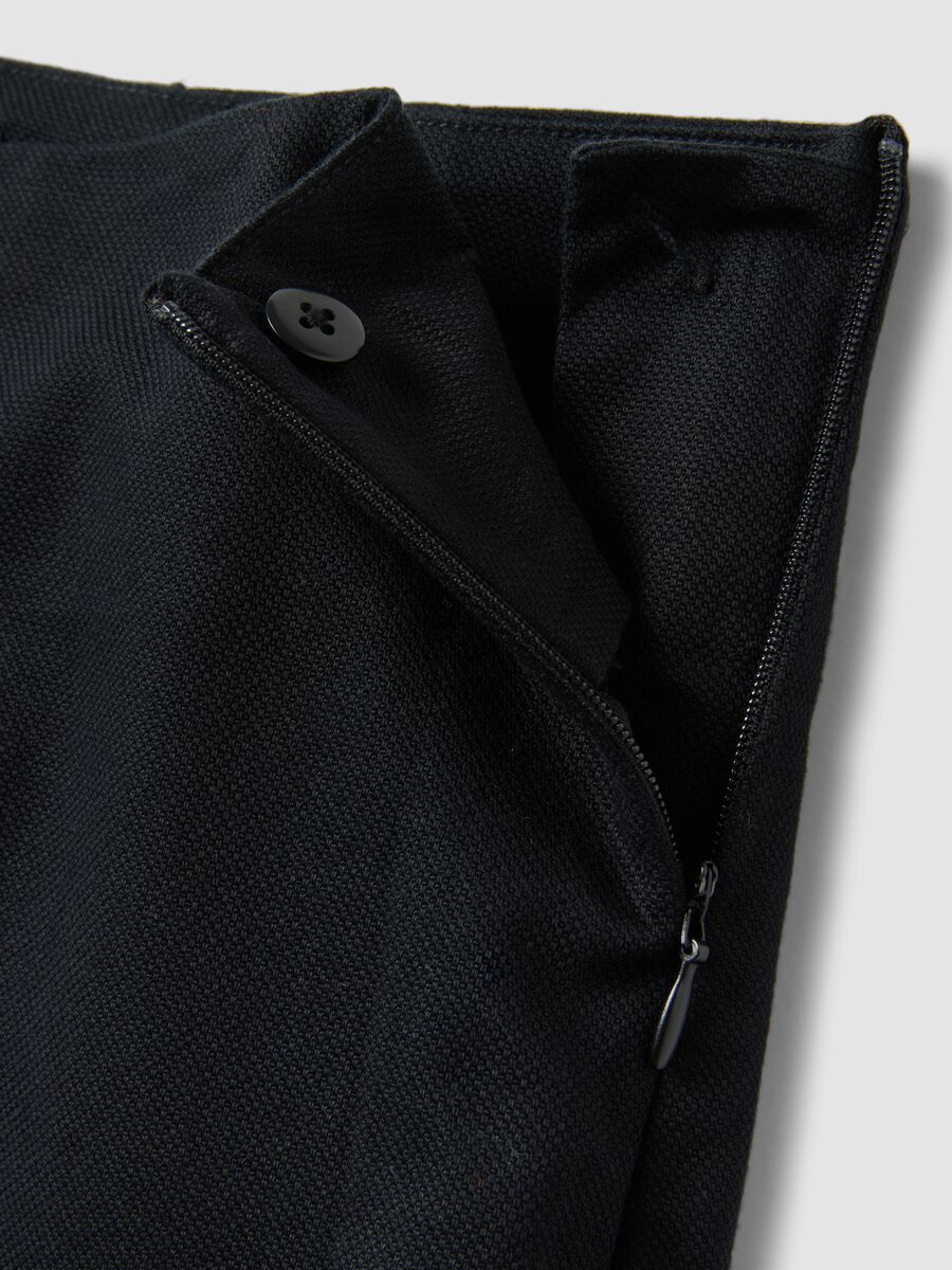 Black Slim Fit Stretch Cotton Ankle Trousers_5