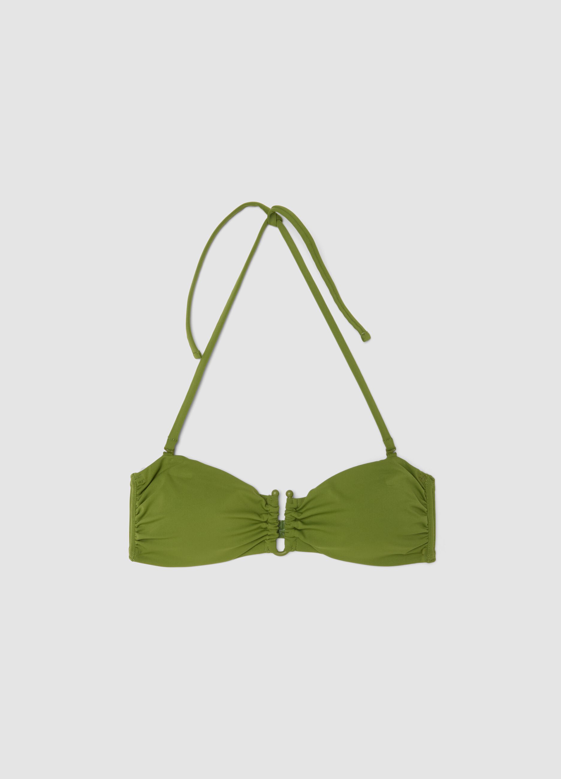 Green bandeau bikini top in stretch fabric