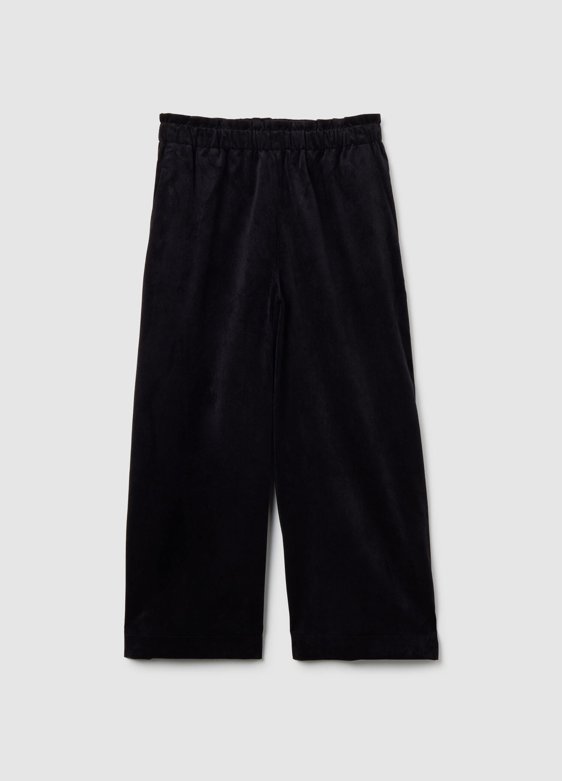 Regular Fit Black Velvet Trousers