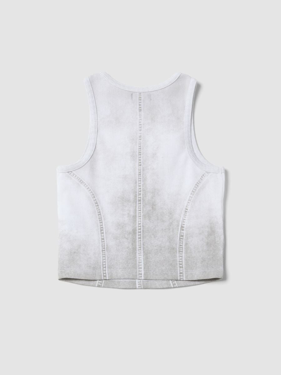 Girls&rsquo; white stretch-cotton fitted tank top_1