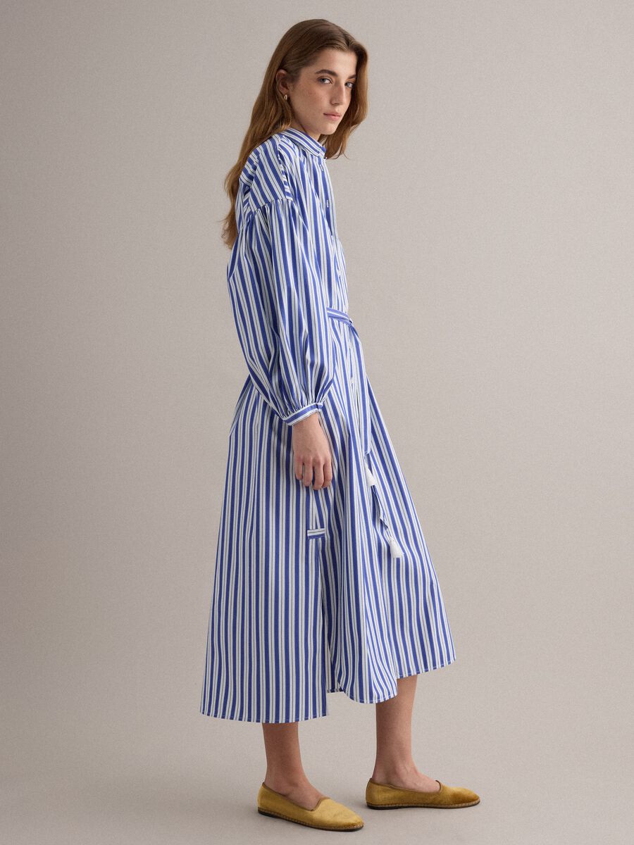 Blue striped pure cotton maxi dress_0